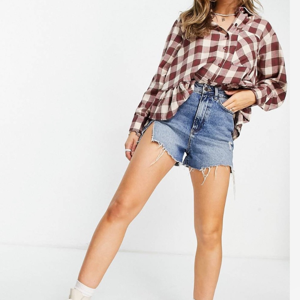 plaid flannel peplum ruffle top!